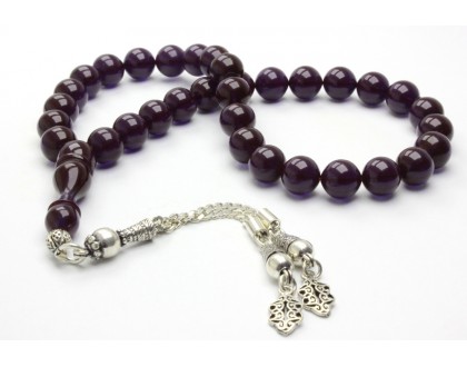 Mor Renk Ateş Kehribar Tesbih