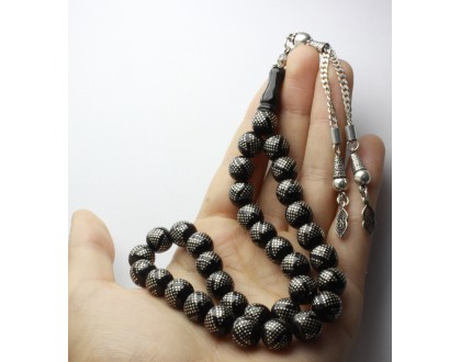 Özel Çalışılmış Yoğun İşlemeli Oltu Tesbih