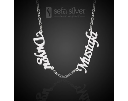 Kişiye Özel Çift İsimli Gümüş Kolye Kişiye Özel Çift İsimli Gümüş Kolye