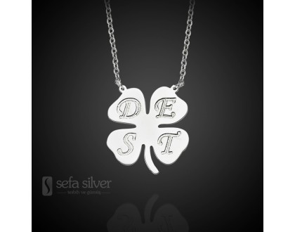 Kişiye Özel Yonca Görünümlü Gümüş Kolye