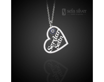 Kişiye Özel İsimli Gümüş Kalp Kolye