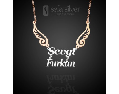 925 Ayar İsimli Melek Kanatlı Kolye