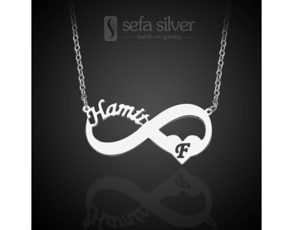 Kişiye Özel İsimli ve Kalpli Sonsuzluk Kolyesi