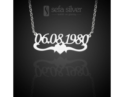 Kişiye Özel Tarihli Gümüş Kolye Kişiye Özel Tarihli Gümüş Kolye