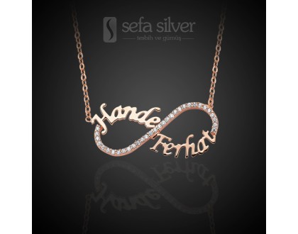 Zirkon Taşlı İsimli Rose Sonsuzluk Kolye