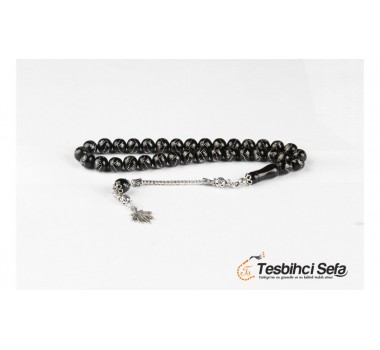 Erzurum Menşei Gümüş İşlemeli Hakiki Oltu Taşı Tesbih Erzurum Menşei Gümüş İşlemeli Hakiki Oltu Taşı Tesbih