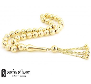 14 Ayar Üzeri İşlemeli Altın Tesbih