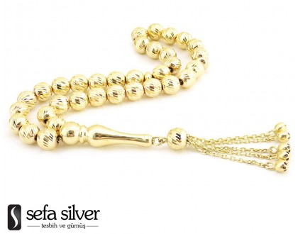 14 Ayar Üzeri İşlemeli Altın Tesbih