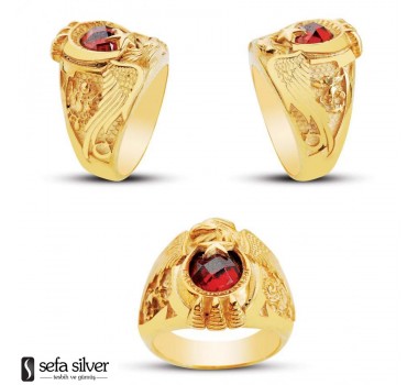 Kara Kuvvetleri Kartal Başlı Altın Kaplama Jandarma Gümüş Yüzük Kara Kuvvetleri Kartal Başlı Altın Kaplama Jandarma Gümüş Yüzük