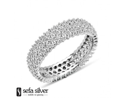 Üç Sıra Tam Tur Gümüş Yüzük