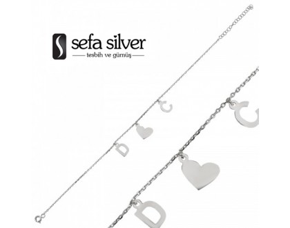 Harfli Özel Tasarım Gümüş Bileklik