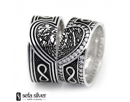 Kalpli Sonsuzluk Motifli Gümüş Alyanslar