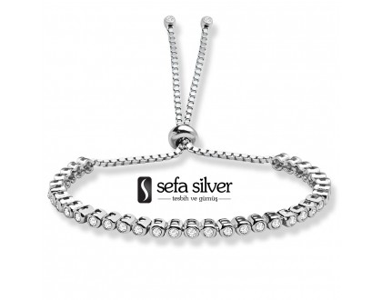 Taşlı Gümüş Bileklik Asansör Modeli