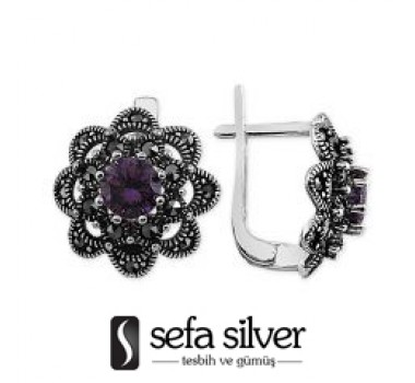 925 Ayar Gümüş Eflatun Taşlı Küpe 925 Ayar Gümüş Eflatun Taşlı Küpe