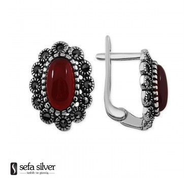 925 Ayar Gümüş Özel Tasarım Akik Taşlı Küpe 925 Ayar Gümüş Özel Tasarım Akik Taşlı Küpe