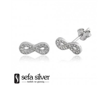 Vidalı Sonsuzluk Gümüş Küpe