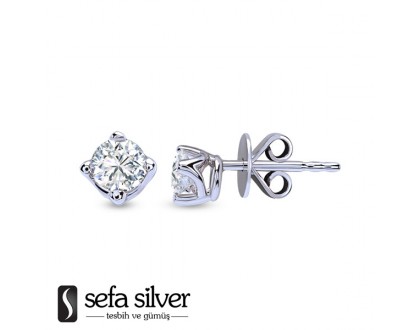 Yüksek Montur Tektaş Zirkon Taşlı Küpe