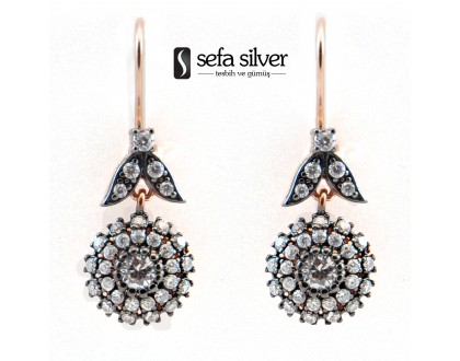 Zirkon Taşlı Asmalı Gümüş Küpe