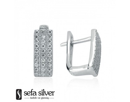 Zirkon Taşlı Gümüş Küpe