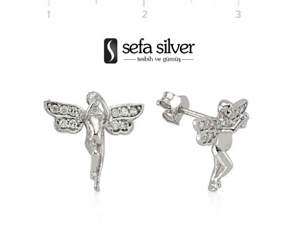 Zirkon Taşlı Vidalı Gümüş Küpe