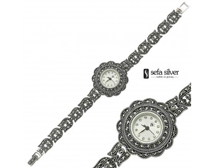 925 Ayar Gümüş Margazit Taşlı Bayan Saat