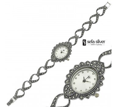 Margazit Taşlı 925 Ayar Gümüş Saat Margazit Taşlı 925 Ayar Gümüş Saat