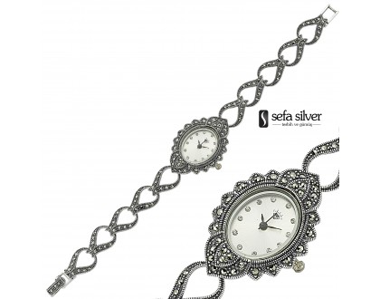 Margazit Taşlı 925 Ayar Gümüş Saat