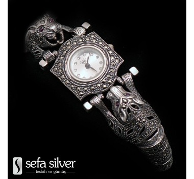 Margazit Taşlı Gümüş Saat Sefa Silver