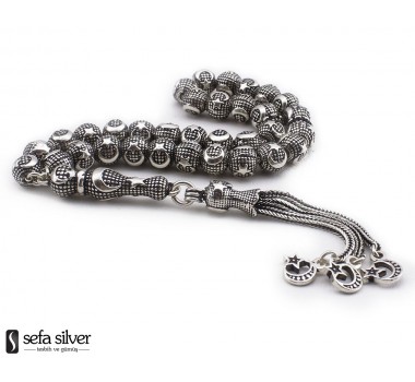 Ayyıldız Motifli 925 Ayar Gümüş Tesbih Ayyıldız Motifli 925 Ayar Gümüş Tesbih