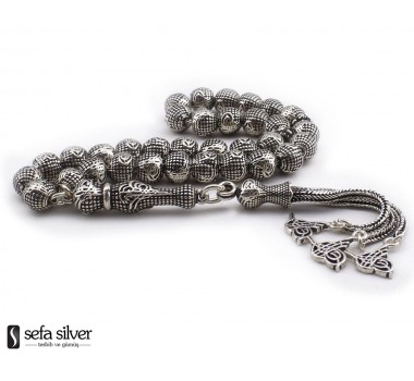 Tuğra Desenli 925 Ayar Gümüş Tesbih Tuğra Desenli 925 Ayar Gümüş Tesbih