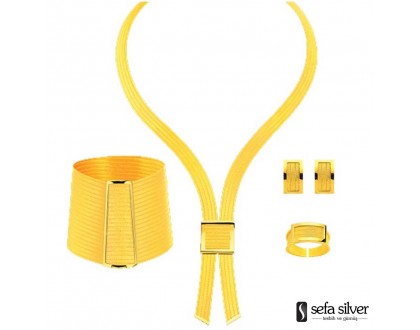 22 Ayar Altın Kaplama Trabzon Gümüş Hasır Set