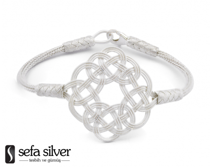 1000 Ayar Gümüş Beyaz Kazaz El Örmesi Bileklik