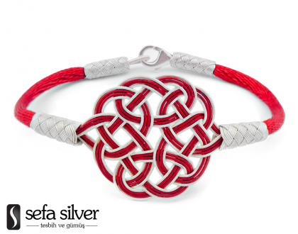 1000 Ayar Gümüş Kırmızı Beyaz Kazaz El Örmesi Bileklik