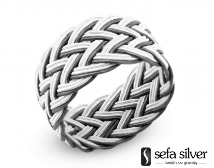 1000 Ayar Gümüş Trabzon Kazaz El Örmesi Yüzük