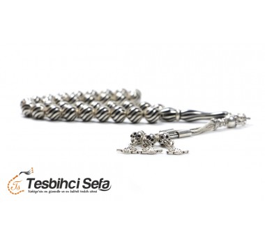 Küre Kesim Gümüş İşlemeli Oltu Taşı Tesbih Küre Kesim Gümüş İşlemeli Oltu Taşı Tesbih