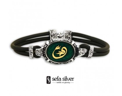 Vavlı Deri Gümüş Bileklik