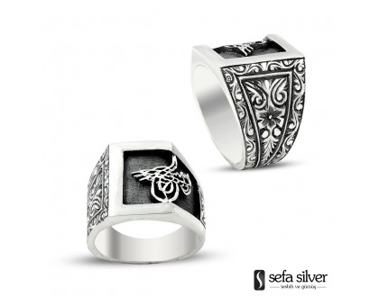 El Yapımı Gümüş Tuğralı Yüzük