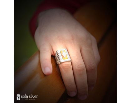 El Yapımı Kehribar Taşlı Gümüş Yüzük