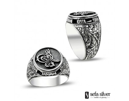 El Yapımı Osmanlı Tuğralı Gümüş Yüzük