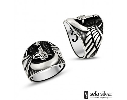 Tuğra ve Ayyıldızlı Gümüş Yüzük Tuğra ve Ayyıldızlı Gümüş Yüzük