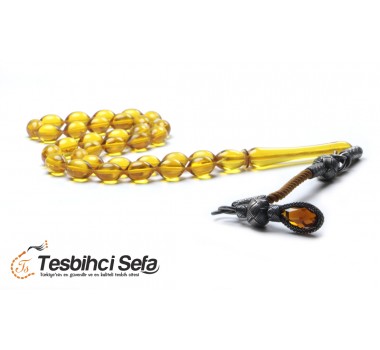Kazaz Püsküllü Sarı Ateş Kehribar Tesbih Kazaz Püsküllü Sarı Ateş Kehribar Tesbih