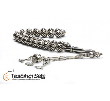 Küre Kesim Gümüş İşlemeli Oltu Tesbih Küre Kesim Gümüş İşlemeli Oltu Tesbih