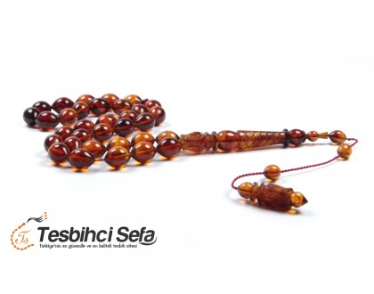Özel İmameli Usta İşi Taneli Kehribar Tesbih