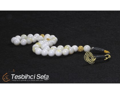 Sarı Kazaz Uçlu Sedef Taşı Tesbih