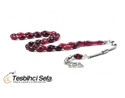 Koyu Kırmızı Arpa Kesim Ateş Kehribar Tesbih