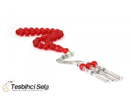 Küre Kesim Kirmizi Ateş Kehribar Tesbih