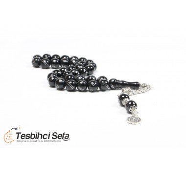 Gümüş Püsküllü Taneli Oltu Tesbih Gümüş Püsküllü Taneli Oltu Tesbih